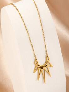 1pc Stainless Steel Gold-Plated Rainbow Pendant Necklace, Vintage Fashion Personalized Design, Suitable For Men, Women, Couples, Streetwear, Daily, Party Wear - Rainbow - View 5