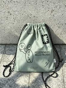 Mochila de estilo coreano con diseño de nicho estilo INS para ir al trabajo, uso diario, compras y actividades al aire libre, con letras, gran capacidad, nueva, con cordón, para estudiantes universitarios, de un solo hombro, tipo cubo - Verde Oliva - Ver 3