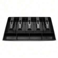 Large Cabinet Cash Drawer Register Insert Money Tray 5 Bills 4 Coins Compartments Storage Box Replacement Cashier - Black - View 3