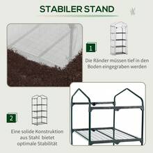 Outsunny Greenhouse With Shelves And Roll-Up Door 70 X 50 X 160 Cm White+Green | Winter-Proof, Plastic Greenhouse, Greenhouse, Tomato House, Tomato Greenhouse, For Tomatoes, Vegetables, Flowers, Plants - White - View 4