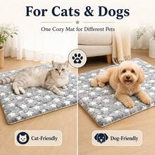 2026 New Style, Ultra Soft Ultra Thick Plush Pet Mat - Star Pattern Flannel Cat & Dog Mat, Non-Slip Bottom, Comfortable & Warm, Machine Washable, Suitable For All Breeds Indoor Comfort, Non-Slip Pet Accessory | Plush Pet Cushion | Durable Polyester Fiber - Light Grey - View 3