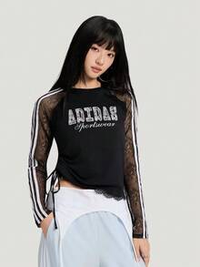 Adidas Women's DCE MESH TEE Long Sleeve Knit Collarless T-Shirt TLE7040 - Black - View 1