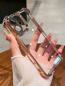 MewTrek Luxury Electroplated Transparent Phone Case, New Fashion Silicone Shockproof Protective Soft Shell, Compatible With Iphone, Galaxy, Honor Reno, Unisex, 2026 - Gold - View 5