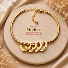 Personalised 1-6 Names Heart Bracelet, Custom Engraved Name Jewellery, Family Gift For Mum - Multicolor - View 7