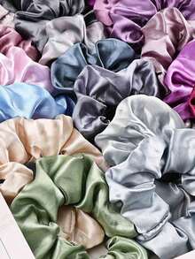 32 Pcs Women's Solid Color Scrunchies High Elastic Hair Ties Soft Satin Scrunchies Hair Accessories Casual, Versatile - Multicolor - View 3