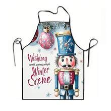 1pc Christmas Santa Claus, Christmas Bell, Christmas Snowflake, Christmas Reindeer, Christmas Tree, Christmas Snowman, Christmas Penguin, Christmas Cartoon Animal Pattern Chef Apron, Apron, Suitable For Home Decor And Kitchen Use. Made Of 100% Polyester Material, Designed As Sleeveless Style, Perfect For Home Kitchen, Outdoor BBQ Cooking. This Printed Apron Is Unisex, Machine Washable And Reusable, A Kitchen Essential - Multicolor - View 12