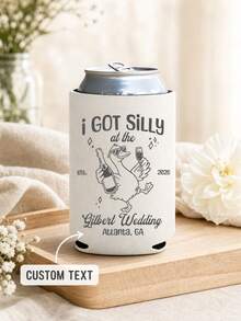 1pc Custom Can Cooler Wedding Favors, Personalized Silly Goose Can Sleeve, Wedding Party Drink Holder, Bride And Groom Reception Keepsake. - Multicolor - View 2