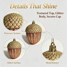 9pcs Christmas Tree Pine Cone Hanging Ornament Set, Plastic Material, Classic Style, Suitable For Christmas Tree Decoration Or Tabletop Display, Holiday Home And Party Decoration Choice - Multicolor - View 7