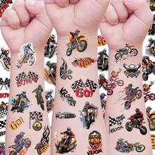 FTVLTAT 10 Sheets Motorcycle Racing Bike Temporary Tattoo Stickers, Watercolor Long-Lasting Waterproof Tattoo Stickers, Perfect For Party Accessory Supplies, Motorcycle Theme Party Essential - Multicolor - View 1