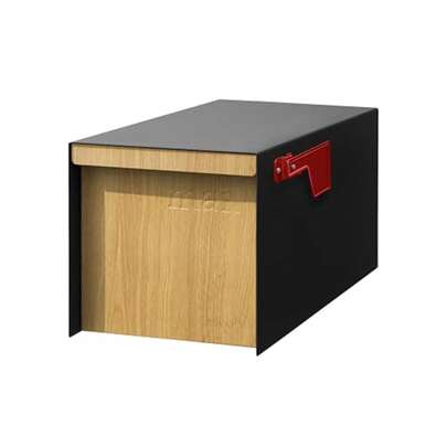 Post Mount Outdoor Mailboxes - Large Decorative Mailbox For Letters And Packages - Weatherproof Construction - Durable Steel - Magnetic Closure - 9.5" H X 9.5" W X 20.75" D - White Oak