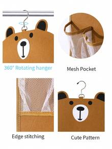 1pc Door Hanging Shoe Organizer Brown Bear Pattern Multi-Pocket 16-Slot Felt Mesh Door-Mounted Shoe Rack Sturdy Closet Storage Space-Saving Shoe Storage Rack Suitable For Apartment Dorm Room Organization Holiday Season Gift - View 6
