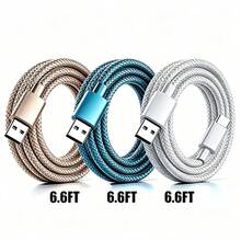 3pcs USB Type C Fast Charging Cable, 3.3ft/6.6ft/9.9ft, USB-A To USB-C Fast Charging Data Cable, Compatible With Android Phones, And Other Android Phones And Type-C Devices, Suitable For Travel/Office Desk Accessories/Car Accessories/Cruise/Indoor/Outdoor, Compatible With IPhone Charger - Gold+Blue+White - View 7
