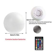 16色LED發光球夜燈 USB充電式桌燈/吧檯燈 附無線遙控器 防水漂浮水燈 適用於房間、戶外花園裝飾、游泳池、庭院、海灘、聖誕節與萬聖節裝飾 - 彩色 - 查看 7