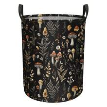 1PC Mushroom Laundry Storage Basket, Large Canvas Foldable Organizer Storage Basket, Suitable For Office, Toy Storage, Home Decoration, Laundry Basket - Dark Grey - View 6