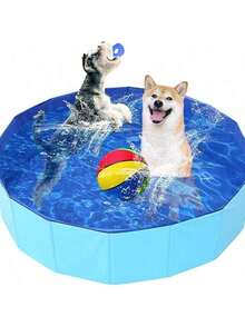 This Blue Foldable Pet Swimming Pool Is A Portable Outdoor Pool Suitable For Dogs To Swim And Cats To Play. It Has A Large Size And Is Equipped With A Drain Hole For Easy Cleaning. Made Of Durable Materials, It Offers Multiple Functions. - Multicolor - View 5