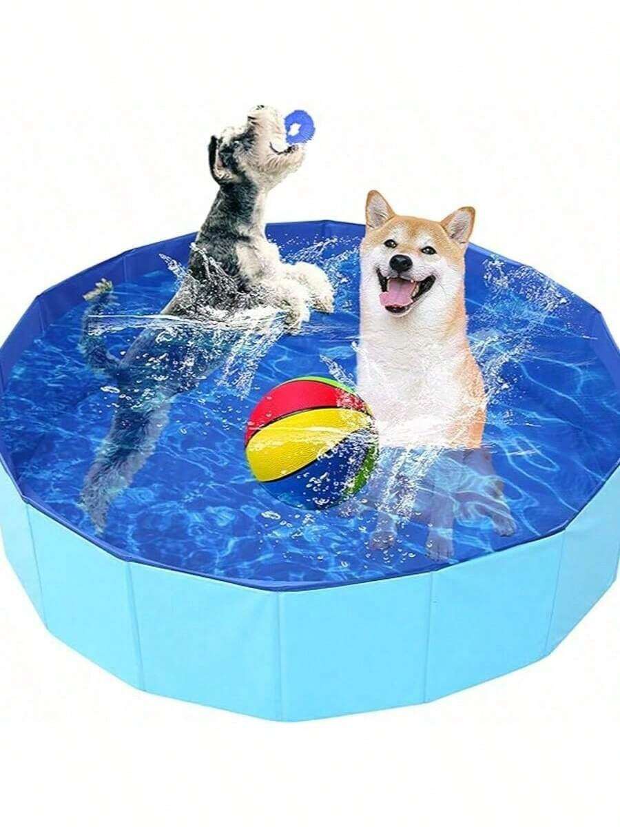 This Blue Foldable Pet Swimming Pool Is A Portable Outdoor Pool Suitable For Dogs To Swim And Cats To Play. It Has A Large Size And Is Equipped With A Drain Hole For Easy Cleaning. Made Of Durable Materials, It Offers Multiple Functions. - Multicolor - View 1