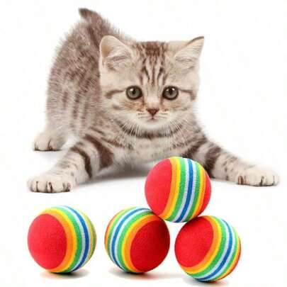 3/5/10/20 piezas Pelotas de juguete para mascotas Pelotas interactivas de EVA arcoíris Juguetes de entrenamiento para gatos y perros Pelotas saltarinas automáticas suaves Suministros de juego para mascotas Pelotas de EVA arcoíris para gatos Juguete interactivo para gatos y perros Juguete de masticar y rascar Pelotas de entrenamiento de EVA Suministros de juguetes para mascotas