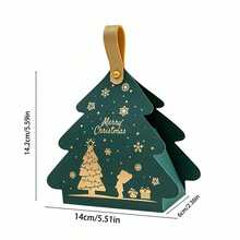 34/68/106pcs Christmas Tree Shaped Gift Boxes, Gold Foil Stamping, Burgundy And Green Paper Boxes, Deer Pattern, Suitable For Holiday Decoration, Party Tabletop Decoration, Table Centerpiece Decoration, Includes Christmas Stickers - Multicolor - View 4