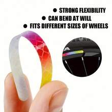 20pcs Bicycle Reflective Stickers Mountain Bike Reflective Wheel Rim Strip Stickers, Suitable For Motorcycle Wheels, Cars, Bicycles, Bicycle Reflective Stickers, Decorative Stripes, Universal Wheel Rim Reflective Stickers - Rainbow Color - Multicolor - View 6