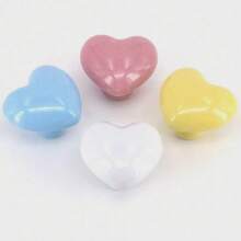 2pcs Cute Heart-Shaped Cabinet Handles, Solid Drawer Pulls, Colorful Decorative Furniture Knobs, Suitable For Baby Room And Kids Bedroom - Multicolor - View 3