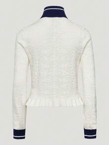 Adidas Originals Women's SPORTS TT W Jacket Knit Collarless Outerwear KX6899 - Beige - View 4