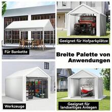 Carport Lagerzelt 3x6m Grau, verzinktes Stahlgestell, wasserdichte PE Plane, UV-Schutz, Seitenwände - Weiß 3*4m - Übersicht 6