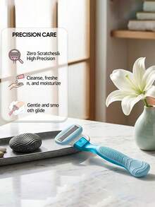 1 Razor Holder + 12/24/36 Replacement Blades Women's Manual Shaving Razor, Light Blue Smooth Shaver, Wavy Non-Slip Handle, 5-Layer Stainless Steel Blades Gentle Skin-Friendly Razor, Suitable For Legs, Underarms, Bikini Line, Full Body Hair Removal, Washable Portable Hair Removal Tool, Daily, Travel, Specialized, Women's Gift Choice, Eid Al-Adha / Mother's Day Hot-Selling Reusable Shaving Set - 1 Handle + 24 Replacement Blades - View 7