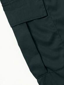 Spring/Summer Solid Color Multi-Pocket Straight Leg Cargo Pants, Men's Outdoor Commute Casual Sports Long Pants - Dark Green - View 6