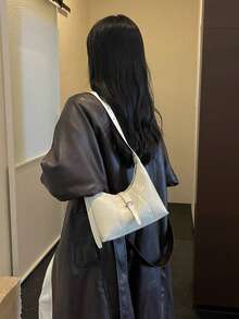 1件復古腋下肩背包，法棍包，適合日常收納錢包與手機，輕量旅行必備 - 米色 - 查看 8