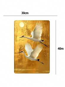 Golden Crane Metal Tin Sign, Vintage Wall Hanging Plaque With Rope, Suitable For Home, Garden, Yard Wall Decor - Red-crowned Crane - View 7
