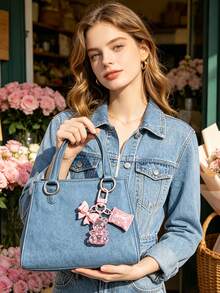 Pink Bear Butterfly Candy Pendant, Heart-Shaped Phone Accessory - Candy Bear Keychain Pendant, Can Be Hung On Bags, Keys - Perfect Gift For Classmates And Friends, Realistic Mini, Minimalist Style, Perfect Wedding And Holiday Gift, Or Can Be Hung On Women's Handbags, Keychains - Multicolor - View 2