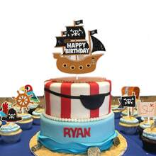 13PCS Pirate Treasure Theme Cake Decor Set - Ocean Treasure Hunt Theme Party Or Pirate Captain Birthday Party Decoration, Perfect For Your Pirate Theme Birthday Party! Make Your Desserts Look More Delicious. This Pattern Is Clearly Visible And Attracts Attention, Making Your Team Look More Impressive. - Multicolor - View 6