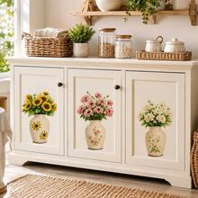 Vintage Floral Vase Cabinet Stickers, Elegant Flower Wall Decals, Removable, Suitable For Kitchen Cabinets, Furniture And Farmhouse Style Home Decor - Vase Wall Sticker - View 1
