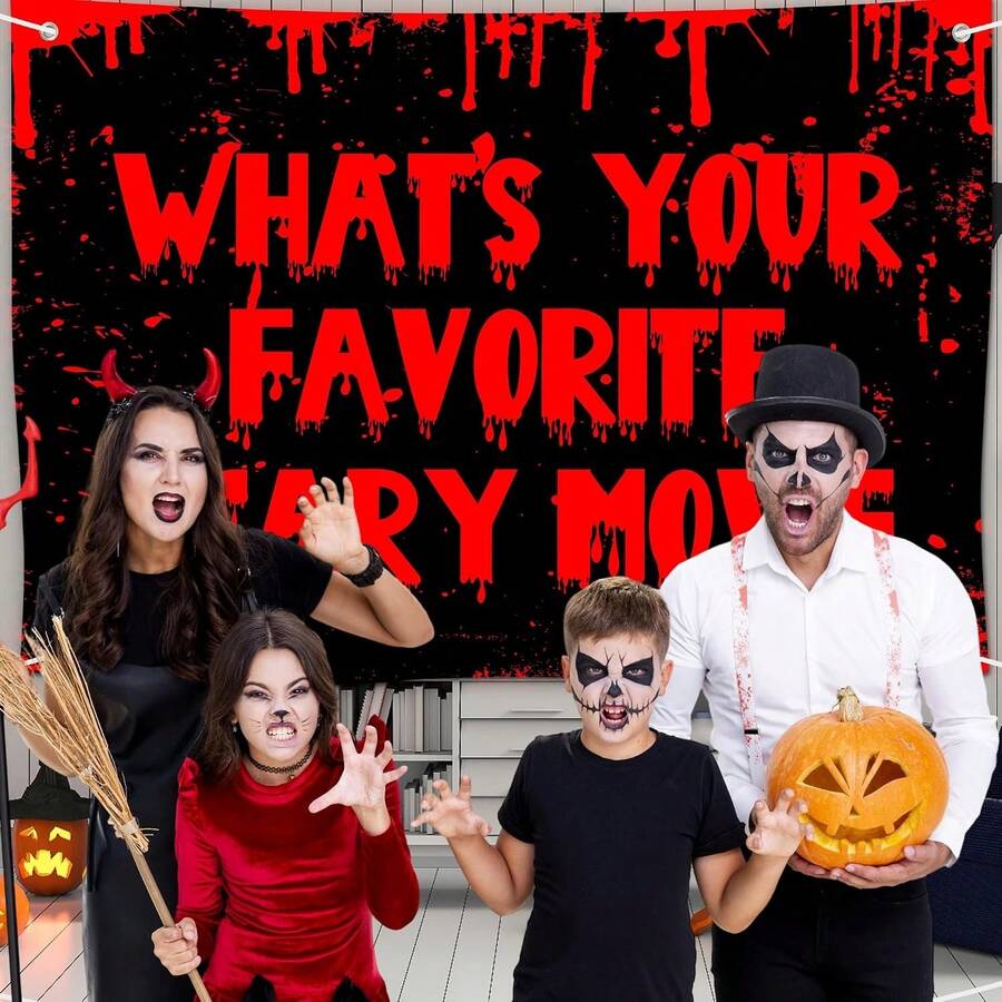 1件裝萬聖節橫幅 血印恐怖南瓜城堡蝙蝠殭屍骷髏圖案 Happy Halloween 主題派對裝飾 室內外通用 攝影背景牆飾 萬聖節居家裝飾
