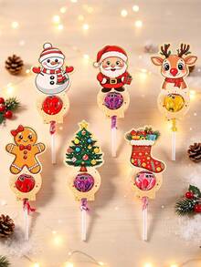 24pcs Cream Christmas Lollipop Cards, Santa Claus Deer Gingerbread Man Printed Lollipop Decoration Cards, Christmas Candy Packaging Supplies, Boy Girl Party Favors, Christmas Candy Paper Packaging, Christmas Party Decoration Gift Cards, 2027 Christmas Home Decor, Halloween Tabletop Decor, Autumn Winter Holiday Decor, Room Decor, Kitchen Decor, Christmas Gift Party Favors, Christmas Gift Packaging Supplies, 2027 New Year Home Holiday Party Decor - Multicolor - View 8