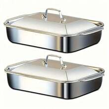 SOKANY 1pc Square Stainless Steel Baking Pan With Lid, Rectangular Baking Pan, Non-Stick Thickened, Dual Handles, Perfect For Grilling, Roasting Fish, Buffet, Essential Tool For Home Cooking, Hotel Restaurant And Food Stall - Other - View 11
