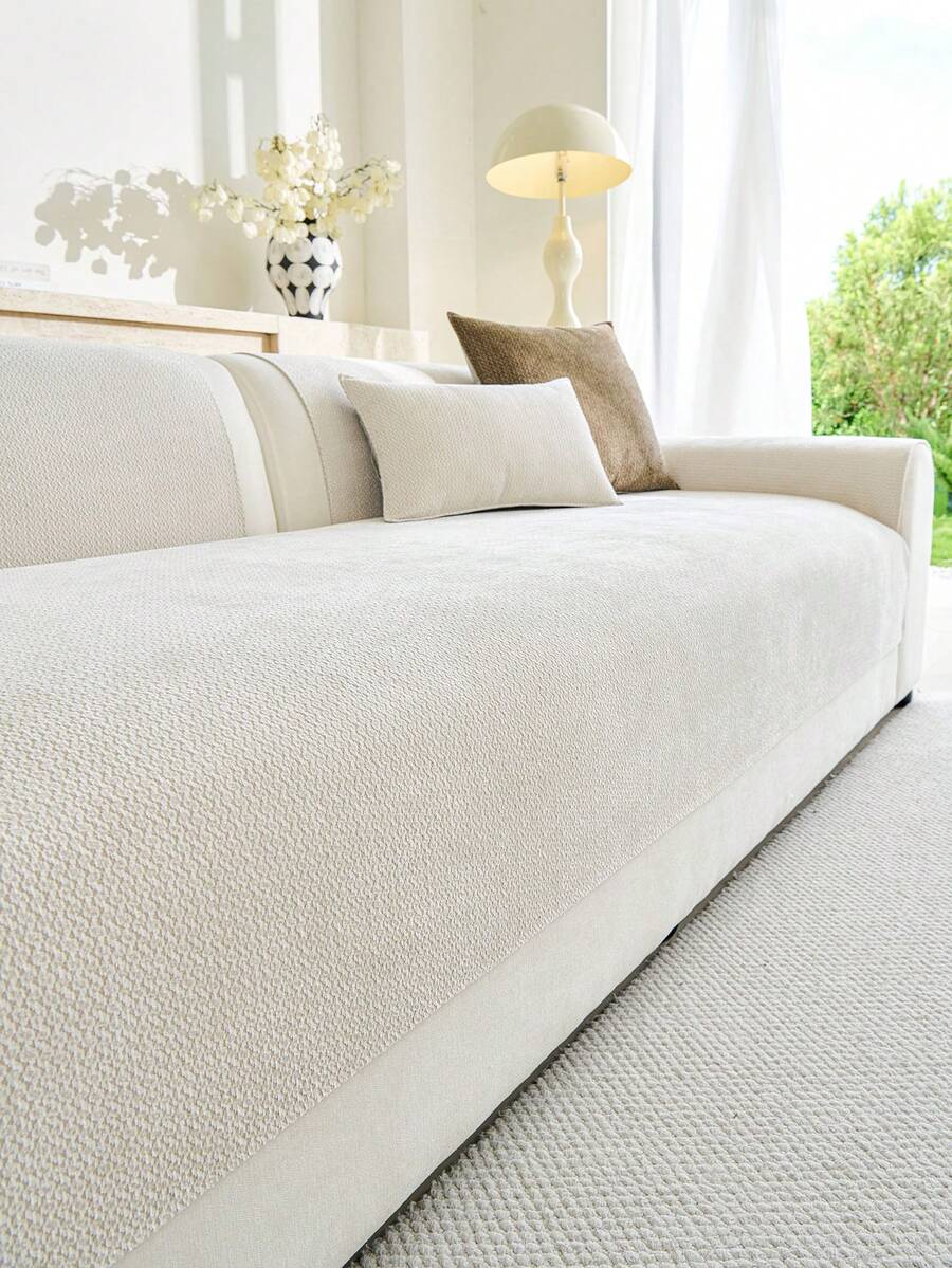 1 buah Bantal Sofa Warna Polos, Sarung Sofa Anti Selip Sepanjang Musim, Pelindung Anti Gores Ramah Hewan Peliharaan, Dapat Dicuci dengan Mesin, Dekorasi Rumah yang Cocok untuk Ruang Tamu, Sofa Sudut Bentuk L, Sofa Tunggal, Sofa Dua Dudukan, Sofa Tiga Dudukan, dan Lainnya - Krem - View 1