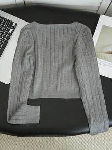 2026 Autumn/Winter Women's Black Ribbed Top, Casual Sweet "BABE" Embroidered Wide Strap Fitted Long Sleeveless Shirt, Suitable For Spring Daily Wear, Dating And Shopping - Gray - View 9