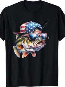 Funny Fishing & Fisherman Gift American Flag T-Shirt Unisex T-Shirt - 款式 - 查看 1