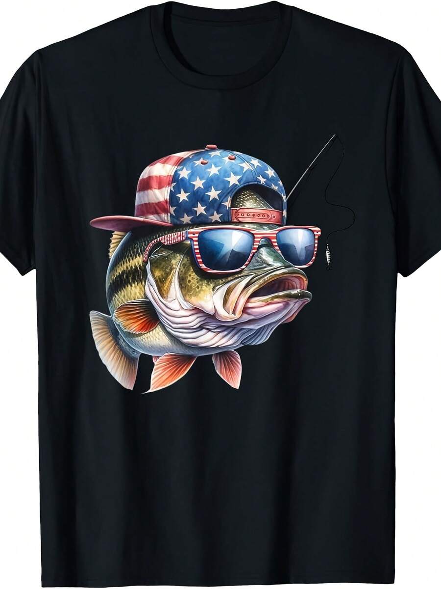 Funny Fishing & Fisherman Gift American Flag T-Shirt Unisex T-Shirt - 款式 - 查看 1