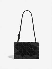 Japanese & Korean Style Spring/Summer New Asymmetrical Geometric Rhombus Crossbody Small Square Bag, Versatile Fashion Minimalist Commuter Handbag - Black - View 2