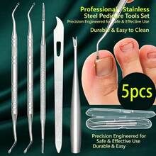 4pcs/5pcs Stainless Steel Nail Care Kit, Professional Pedicure Set For Cuticle Cleaning, Dead Skin And Dirt Removal, Includes Nail Clippers, Nail File, Cuticle Pusher, And Foot Care Tools - Silver - View 7