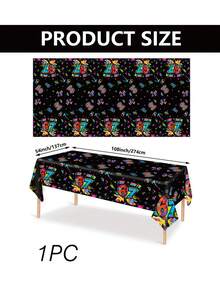 1/4pcs 137*274cm 6th/7th Birthday Decoration Tablecloth, Six/Seven Theme Birthday Party Decor SS, Suitable For Birthday Party, Glow In The Dark Neon Tablecloth, Disposable Tablecloth - View 9
