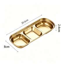 Multi-Compartment Stainless Steel Condiment Dish, Odor-Resistant, Easy To Clean And Durable Tabletop Storage Organizer. Thickened Material Kitchen Divided Plate, Suitable For Sauces And Side Dishes. Keep Your Tabletop Tidy (Preferred For Exquisite Living); Kitchen Accessories, Kitchen Gadgets, Condiment Dish, Dipping Dish, Kitchen Essentials, Perfect Practical Gift For Families Who Care About Healthy Eating. - Gold - View 13