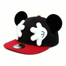 1pc Disney 3D Mouse Ear Palm Decor Colorblock Baseball Cap, Adjustable Flat Brim Hat, Unisex Cartoon Cool Sun Hat, Suitable For Theme Park, Theme Holiday, Birthday Party, Street Wear, Travel, Photography, Versatile Casual Hat - Baseball Cap - View 1