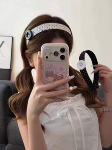 1pc/2pcs Women's Button Polka Dot Headband With Cute Side Bow, Hair Accessory Suitable For Daily Wear, Dating, Outings - Multicolor - View 2