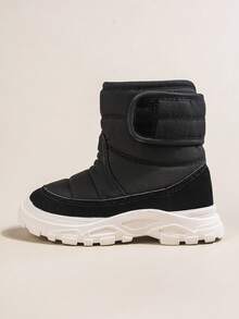 1 Pair Boys Black High-Top Thermal Lined Warm Comfortable Snow Boots Suitable For Winter - Black - View 6