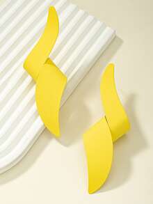 1 Pair Metal Geometric Oversized Stud Earrings - Yellow - View 4