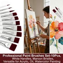 Dom Delfim 10pcs Professional Face Painting Brush Set, Suitable For Makeup Artists, White - White Set - View 11