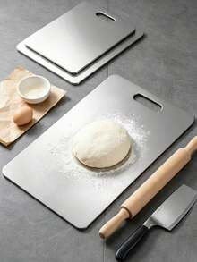 Planche à découper en acier inoxydable de haute qualité à double face - Épaissie, résistante aux moisissures, convient pour une utilisation en cuisine et au restaurant, facile à nettoyer à l'eau - Argent - Voir 4